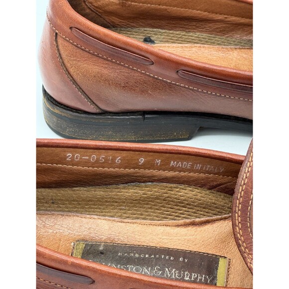 Johnston & Murphy Brown Leather Slip on Tassel Loafers Italy 20-0516 Mens 9M VGC - Picture 4 of 7